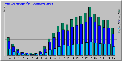 Hourly usage for January 2008